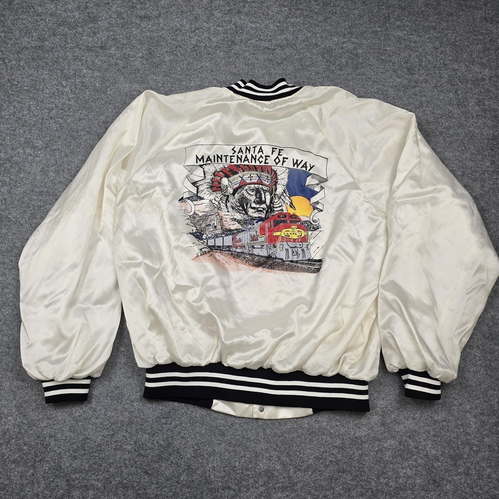 Vintage Hartwell Jacket Mens‎ XL White Santa Fe Railroad Maintenance Varsity USA